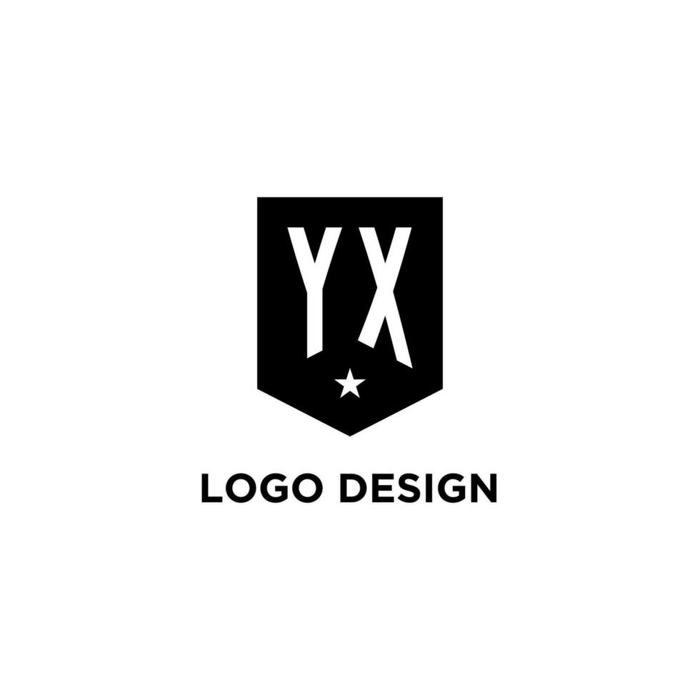 yx monogramme initiale logo avec géométrique bouclier et étoile icône conception style vecteur