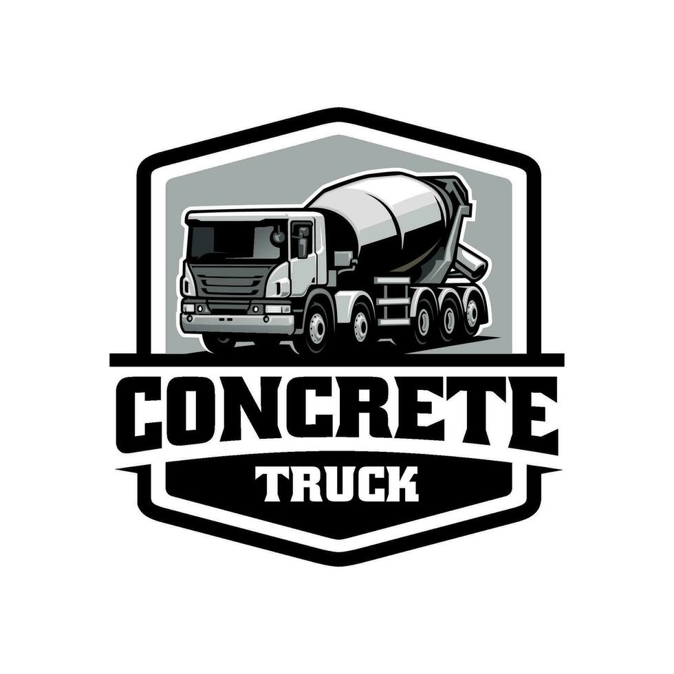 camion malaxeur à béton, vecteur de logo d'illustration de véhicule de construction