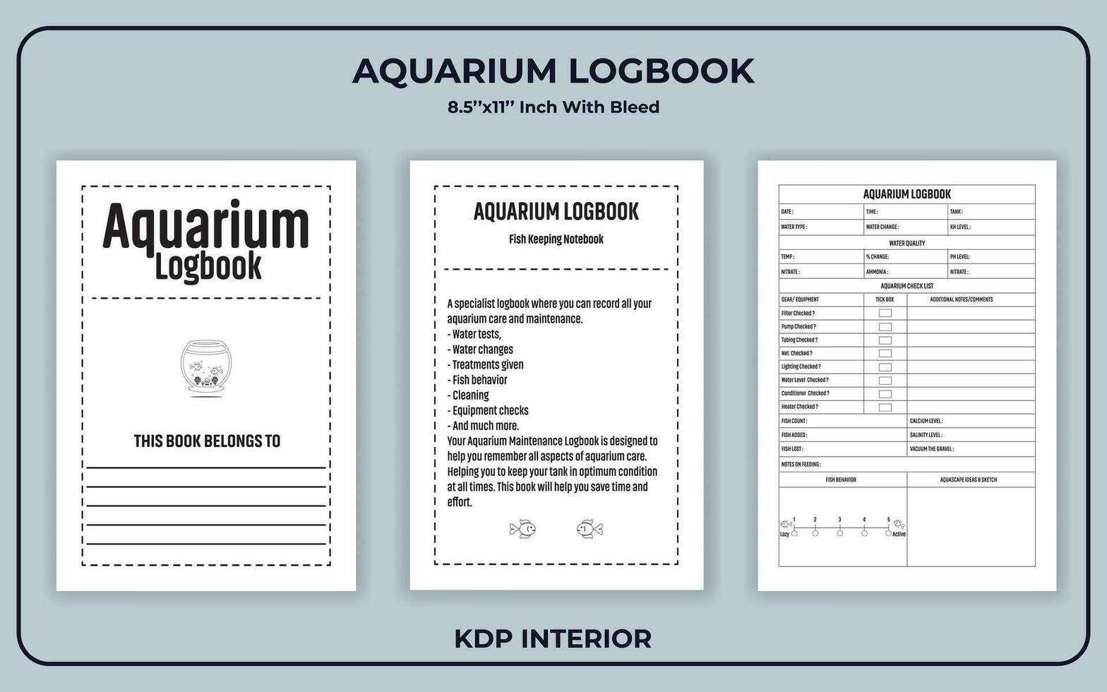 aquarium entretien carnet kdp intérieur vecteur