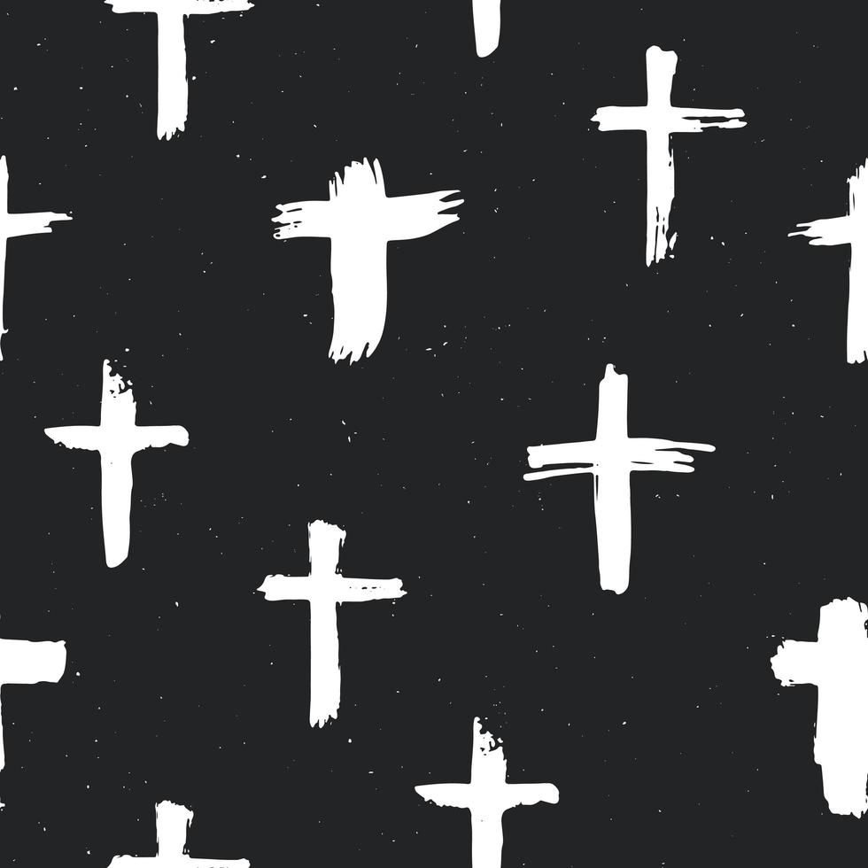 croix symboles seamless pattern grunge dessinés à la main croix chrétiennes, icônes de signes religieux, illustration vectorielle de crucifix symbole vecteur