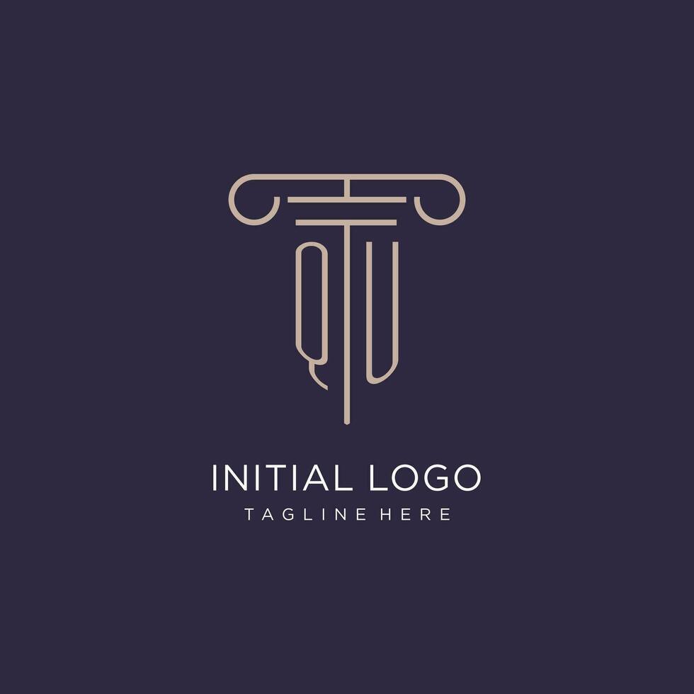 qu initiale avec pilier logo conception, luxe loi Bureau logo style vecteur