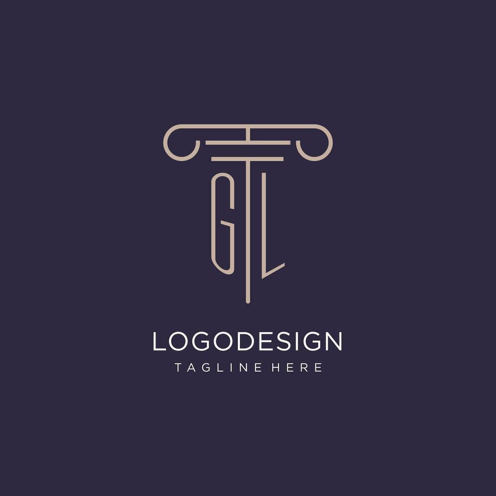 gl initiale avec pilier logo conception, luxe loi Bureau logo style vecteur