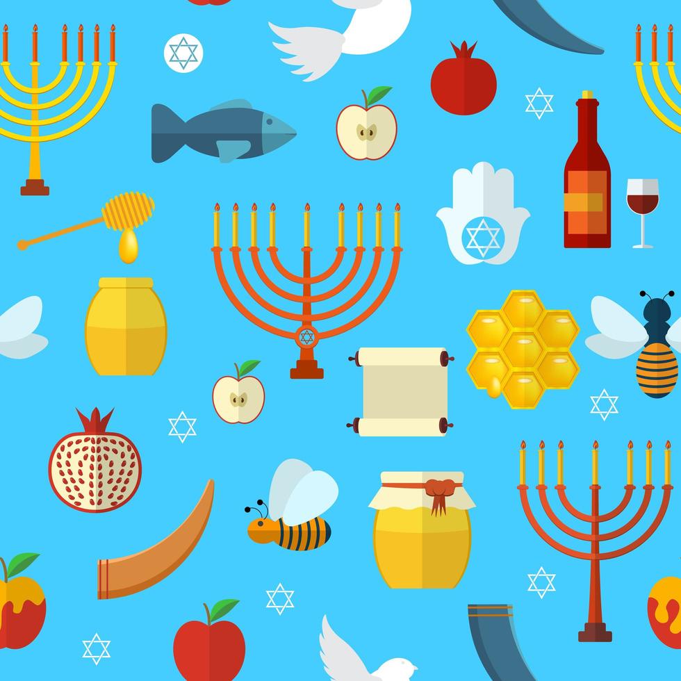 rosh hashanah, illustration vectorielle de shana tova modèle sans couture. vecteur