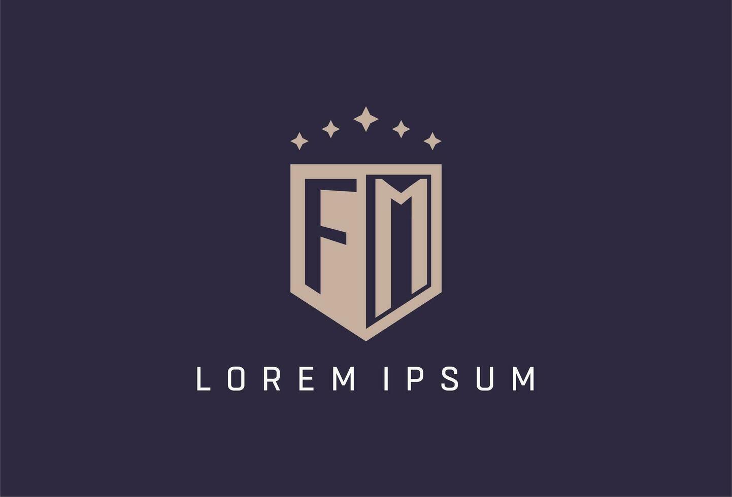 fm initiale bouclier logo icône géométrique style conception vecteur