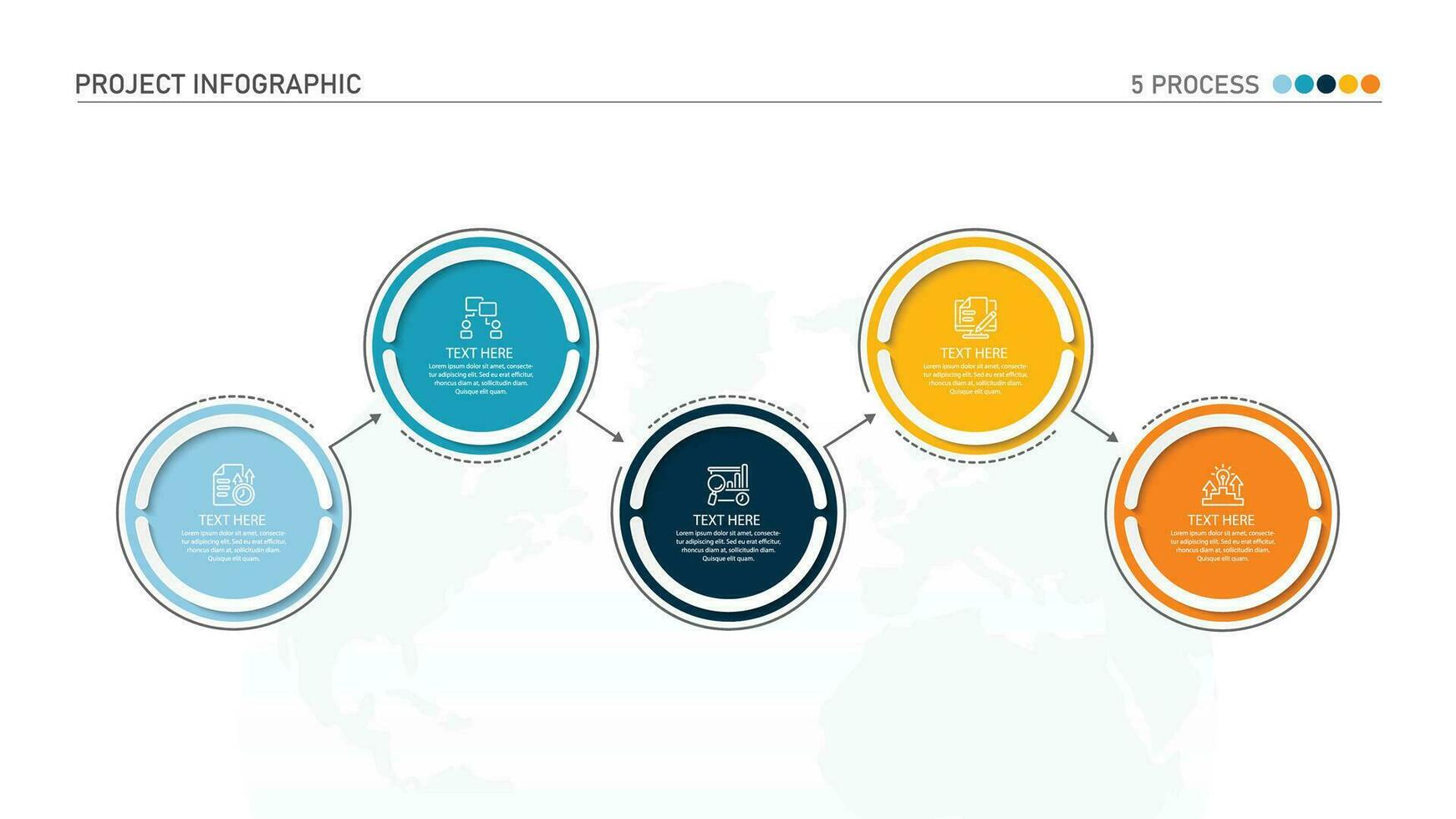 infographie processus conception avec Icônes et 5 les options ou pas. vecteur