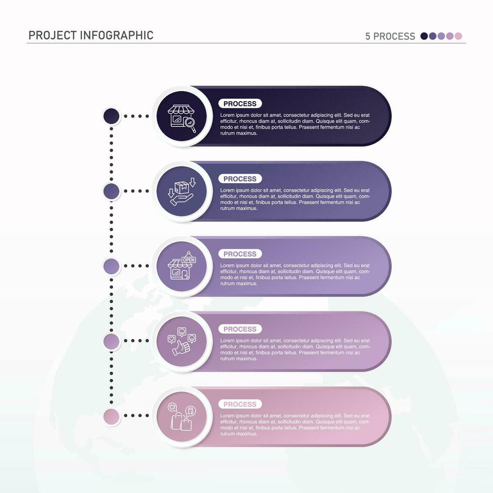 infographie processus conception avec Icônes et 5 les options ou pas. vecteur