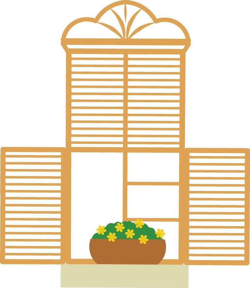 maison avec fleur pot icône image vecteur illustration conception Jaune et Orange