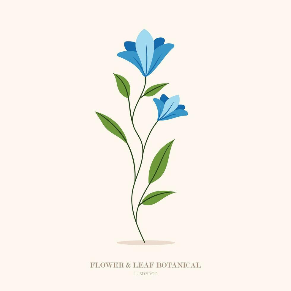 bleu fleur et feuille botanique illustration. vecteur