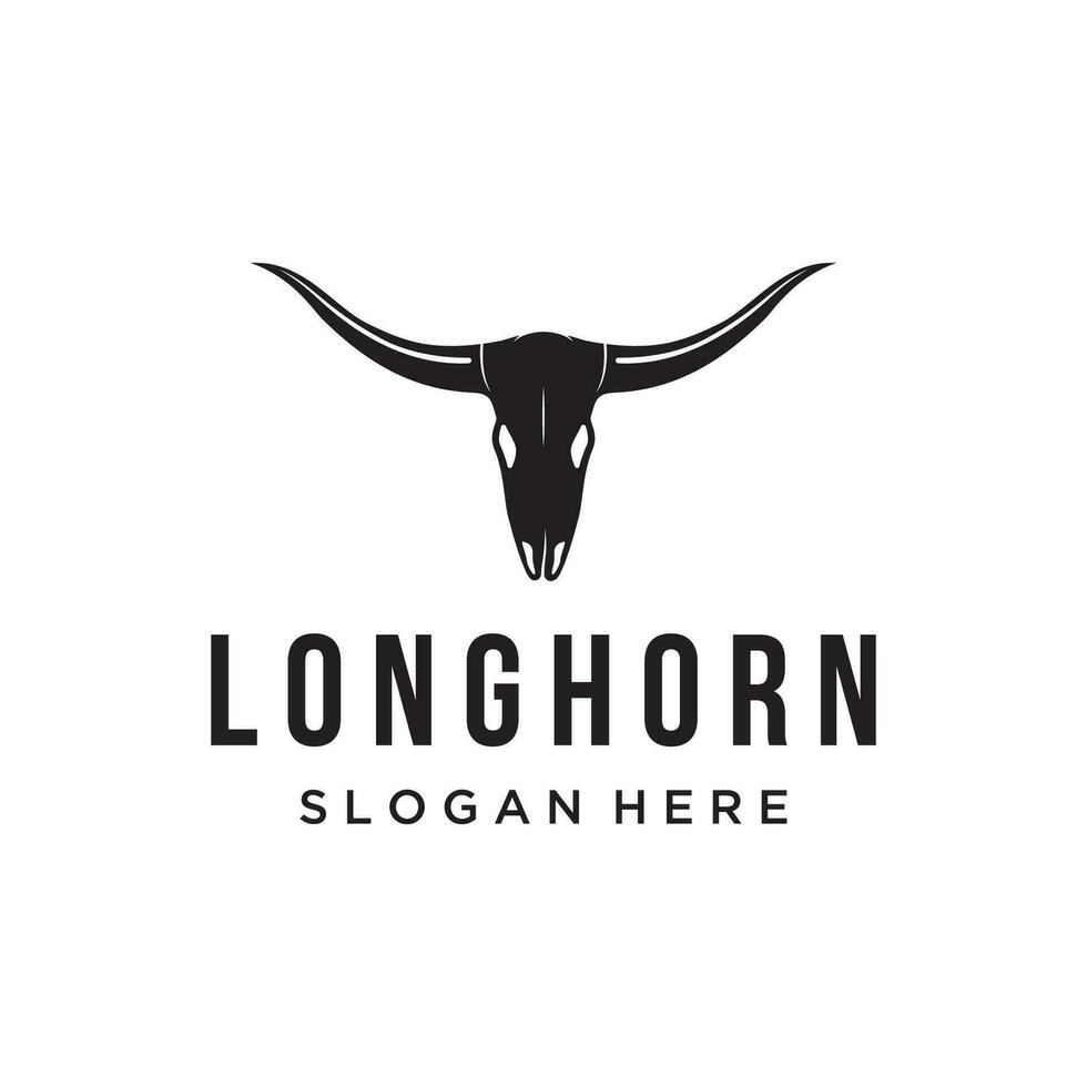 longhorn Texas ranch sauvage Ouest animal logo conception ancien rétro.logo pour cow-boy, bétail, badge, restaurant. vecteur