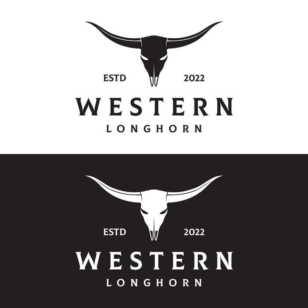 longhorn Texas ranch sauvage Ouest animal logo conception ancien rétro.logo pour cow-boy, bétail, badge, restaurant. vecteur