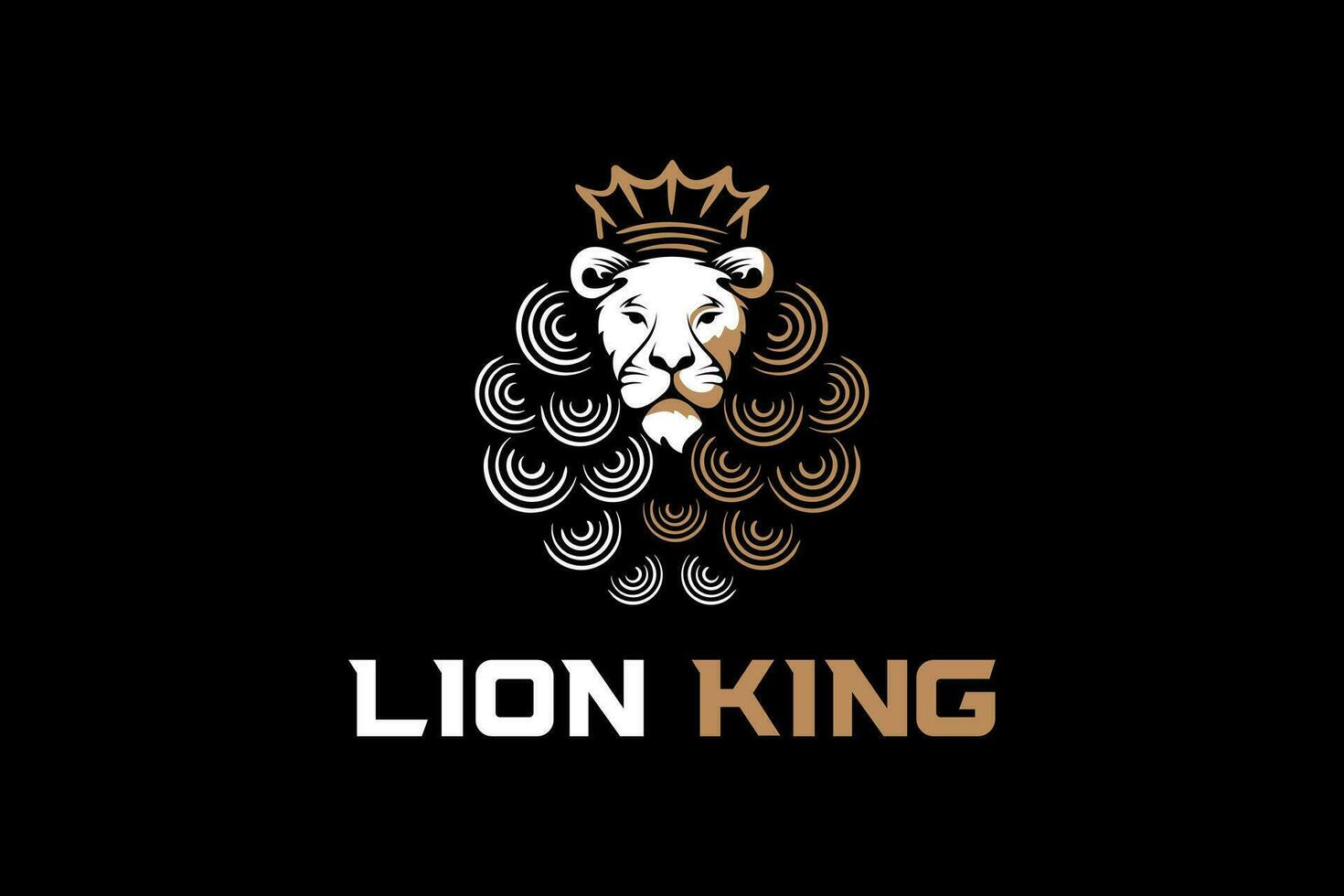 Lion Roi logo conception avec crinière abstrait rétro ancien luxe vecteur