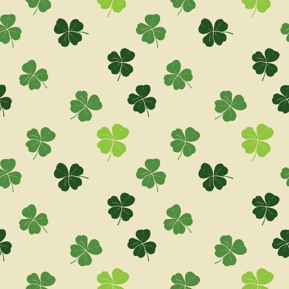 feuille de trèfle dessinés à la main doodle illustration vectorielle de modèle sans couture. symbole de la Saint-Patrick, fond de shamrock chanceux irlandais vecteur