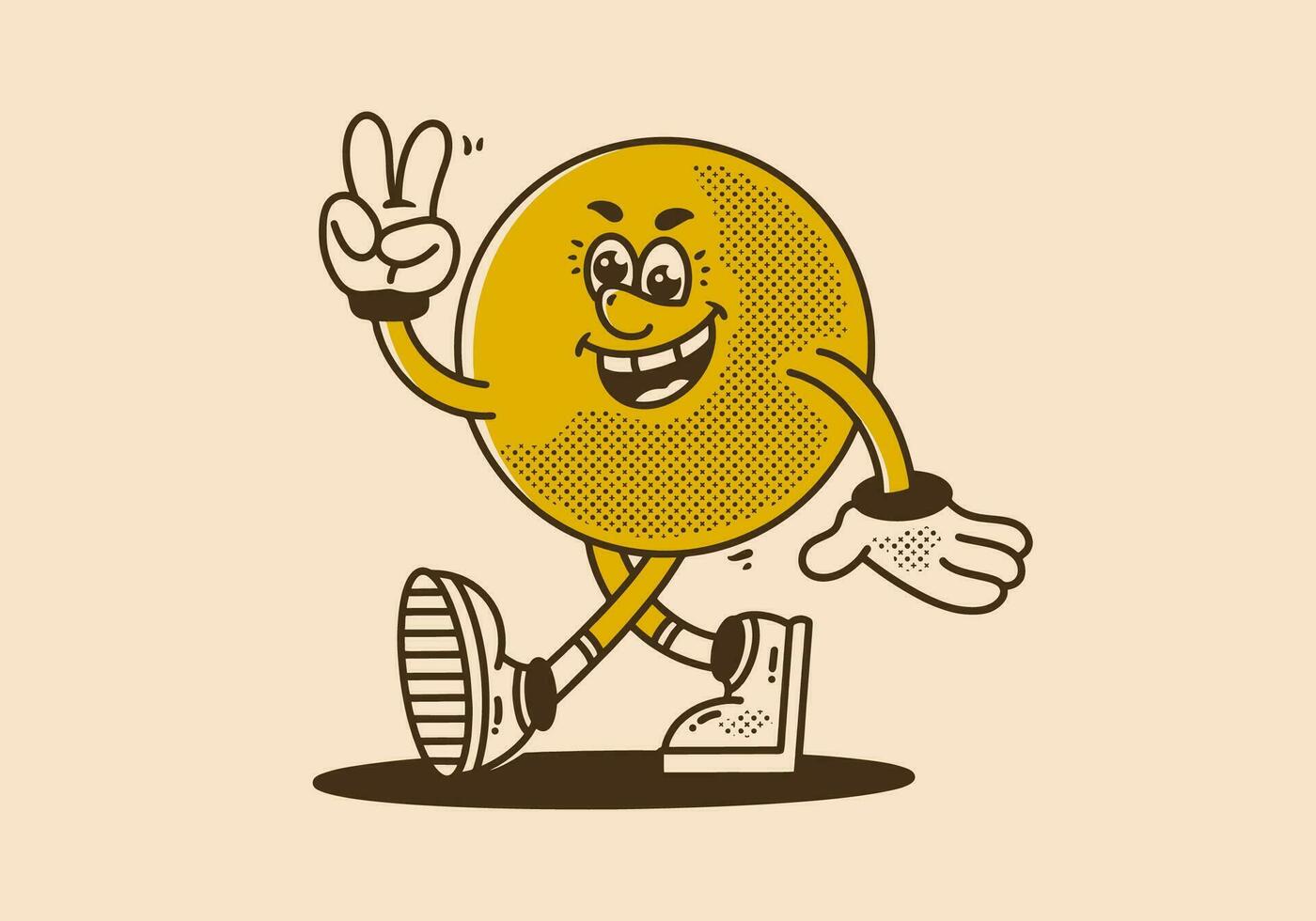 mascotte personnage conception de Jaune Balle est en marchant Heureusement vecteur