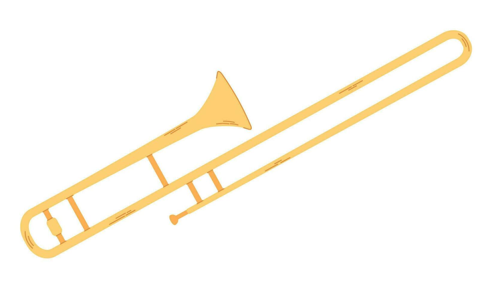 trombone plat dessin animé illustration isolé sur blanc Contexte. vent la musique instrument. vecteur