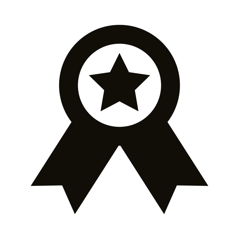 icône de style de silhouette de prix médaille vecteur