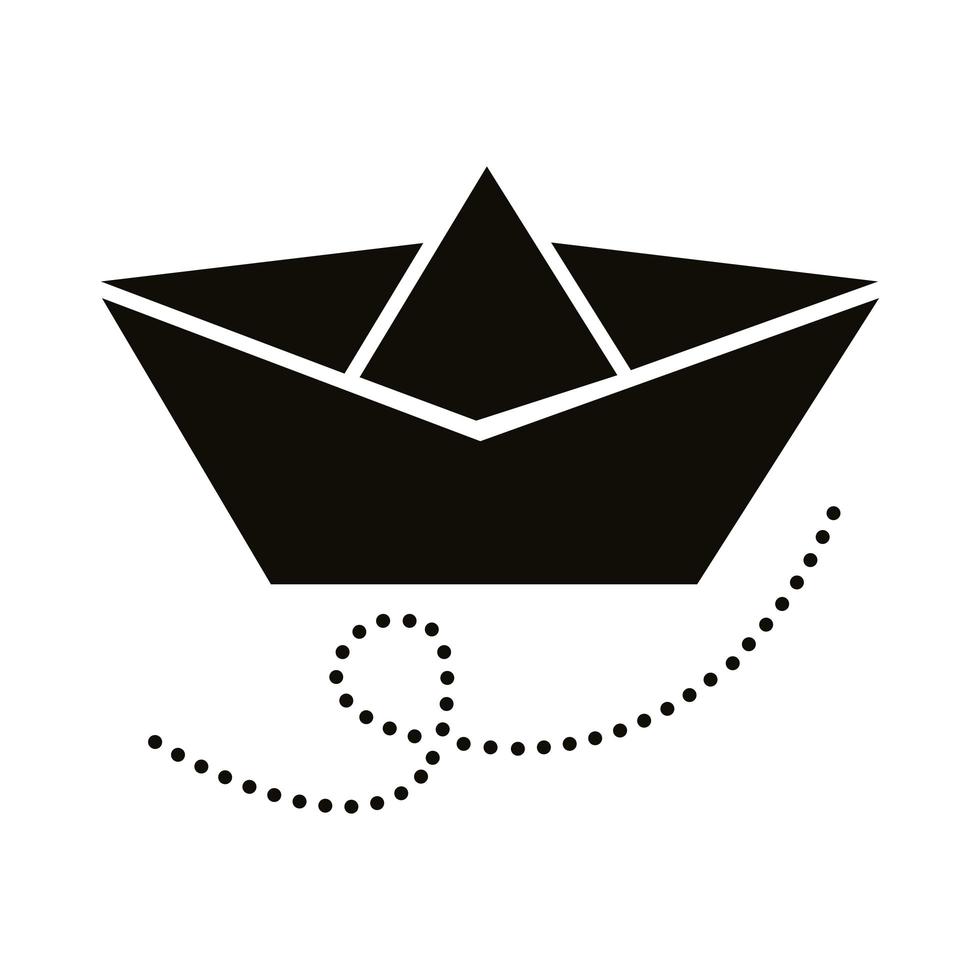 icône de style de silhouette de bateau en papier vecteur