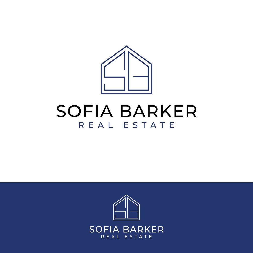 Sofia aboyeur réel biens vecteur logo conception. maison et qn initiales logotype. des lettres s et b logo modèle.