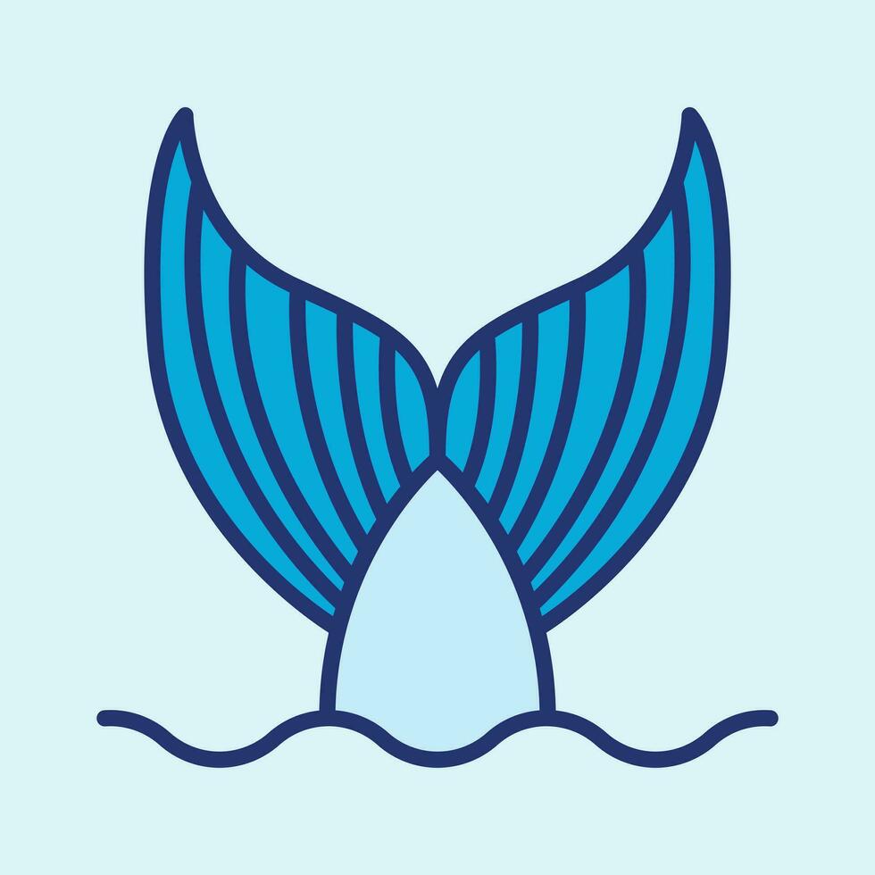 poisson queue bleu vecteur icône illustration. Sirène queue symbole.