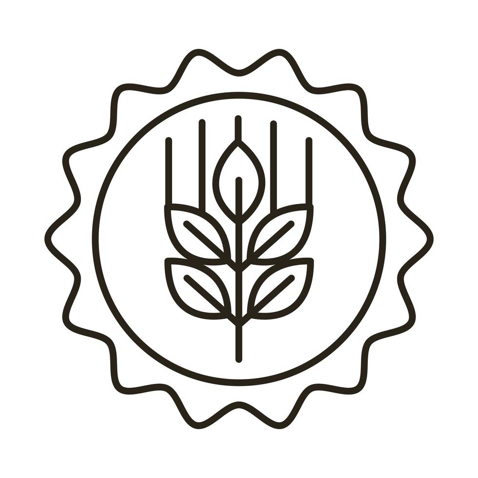 chapeau de bière avec icône de style de ligne de feuilles vecteur