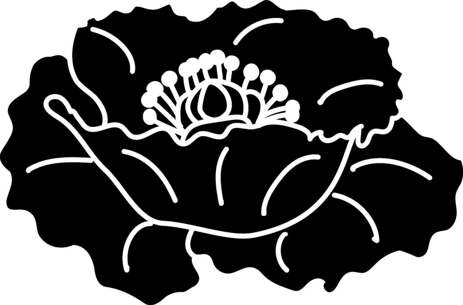 isolé noir et blanc illustration de fleur. vecteur
