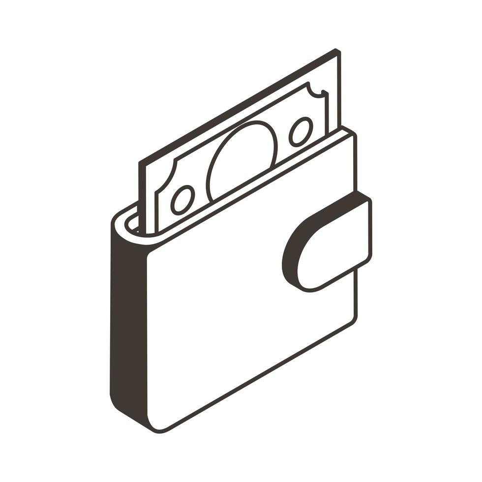 portefeuille avec conception de vecteur d & # 39; icône de style de ligne de facture