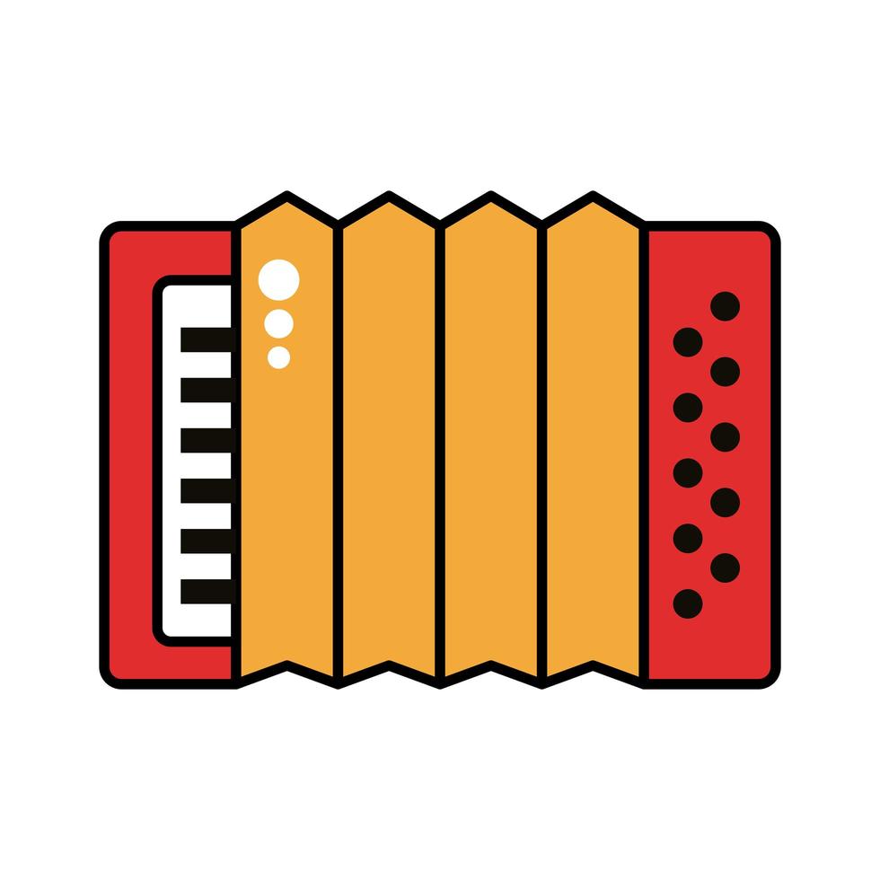 ligne d & # 39; instrument accordéon et icône de style de remplissage vecteur