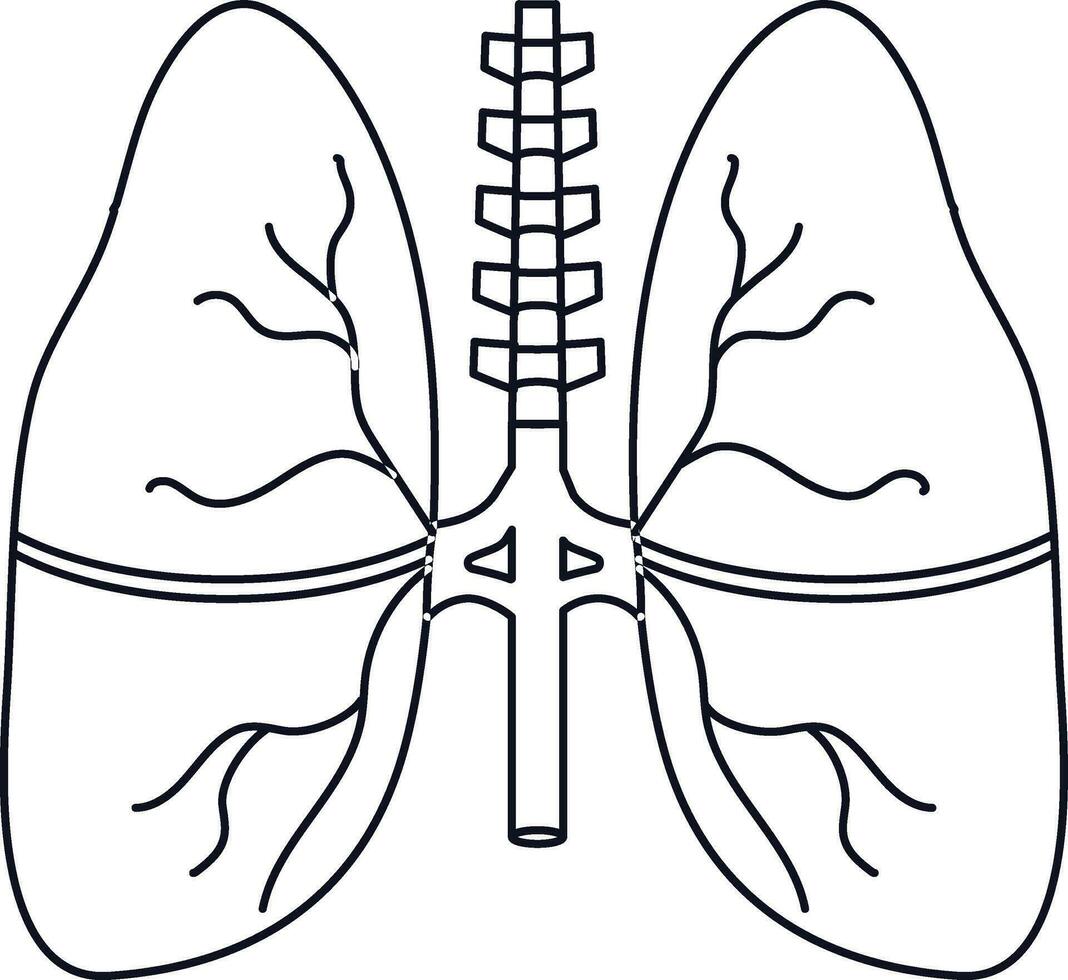 illustration de poumons icône à l'intérieur corps dans accident vasculaire cérébral style. vecteur