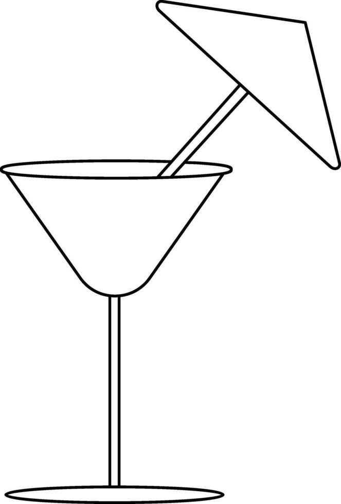 noir ligne art parapluie décoré sur cocktail verre. vecteur