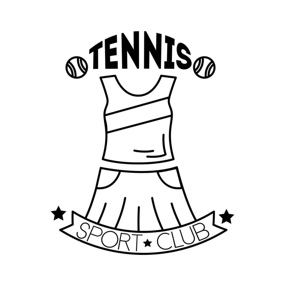 balles de tennis et lettrage avec style de ligne de costume féminin vecteur