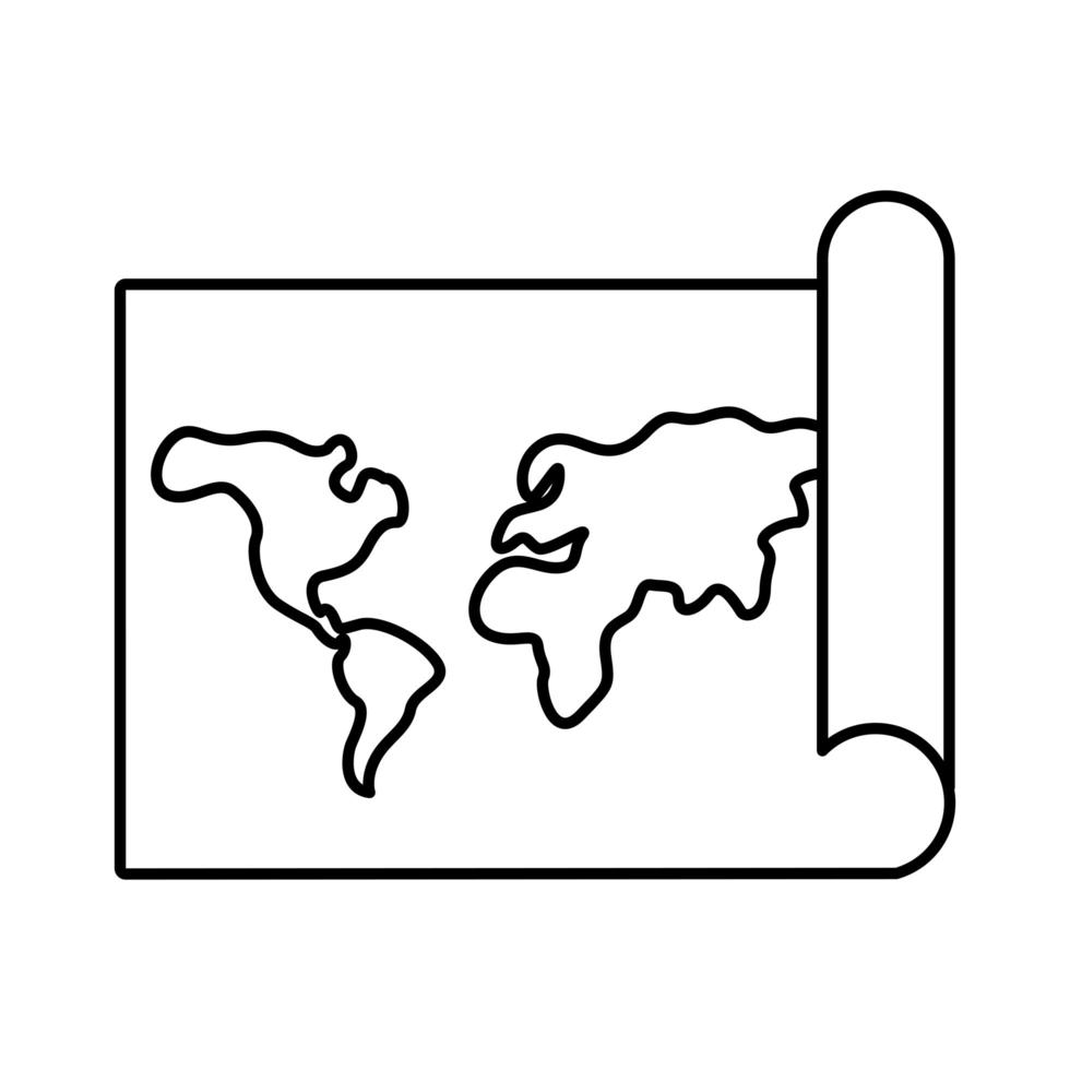 monde planète terre continents cartes en icône de style de ligne de papier vecteur