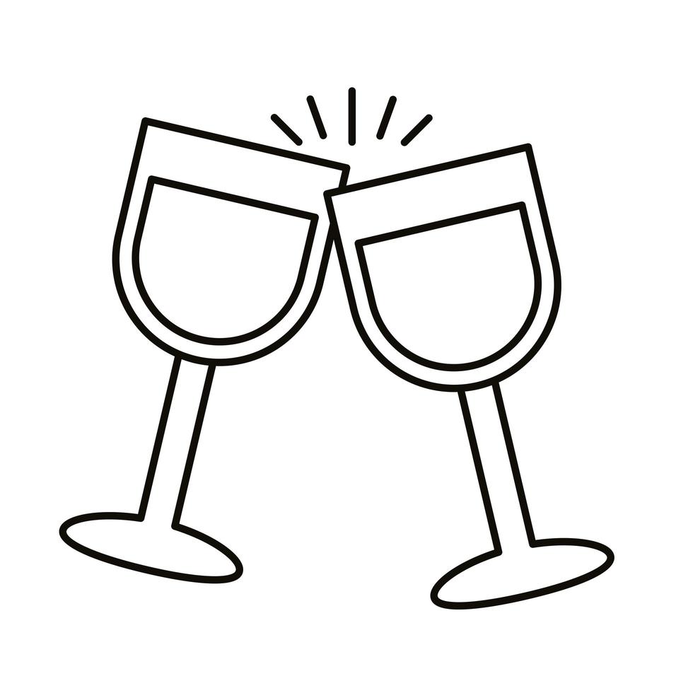 tasses à vin boisson icône de style de ligne vecteur