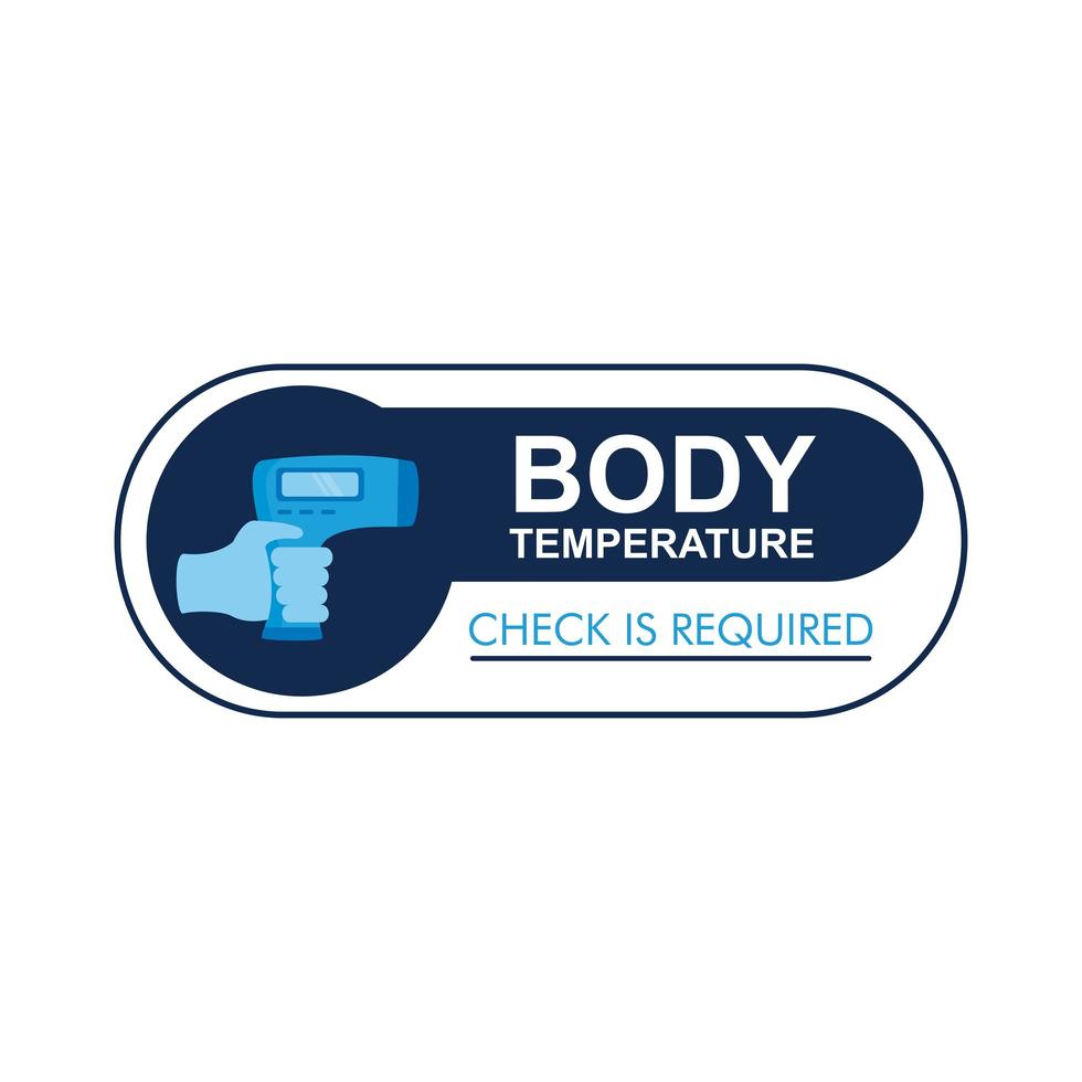 Timbre de campagne de lettrage de contrôle de la température corporelle vecteur