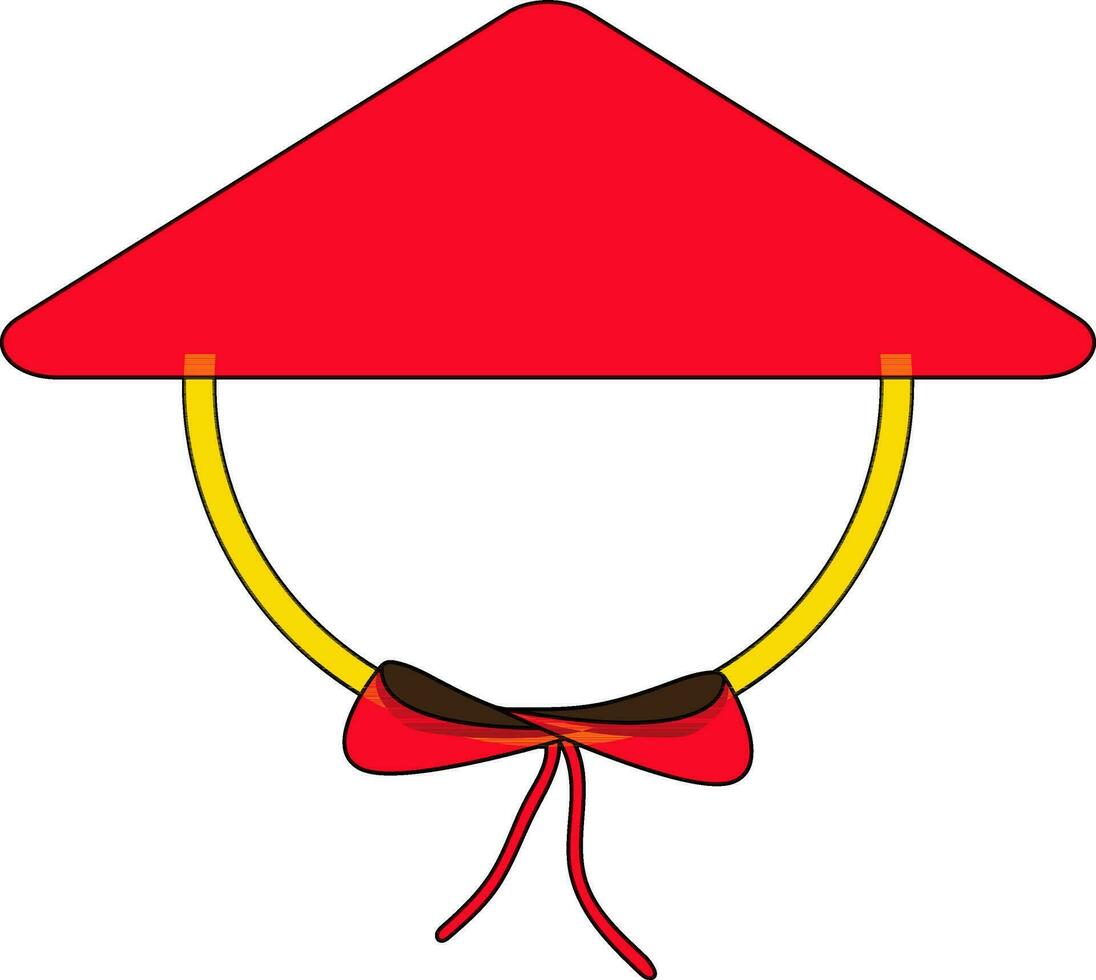rouge Couleur et accident vasculaire cérébral de chinois chapeau icône avec ruban. vecteur