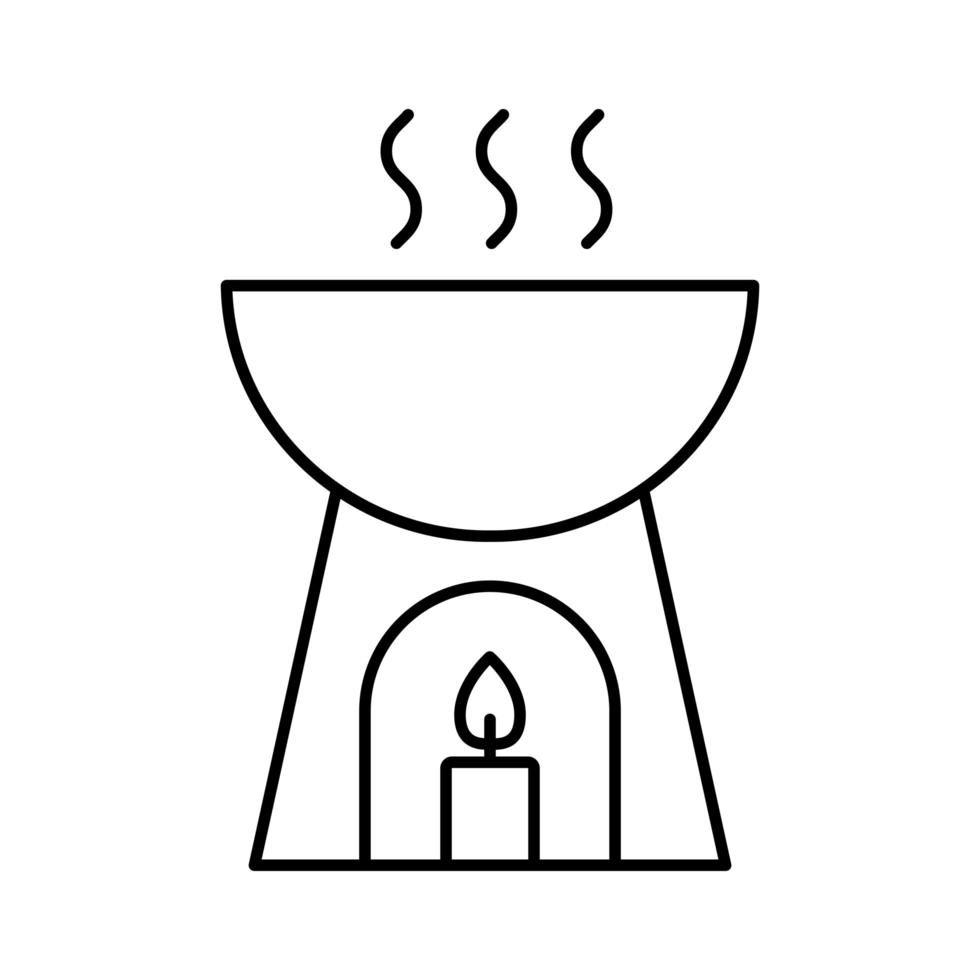 icône de style de ligne chaudron aromathérapie vecteur
