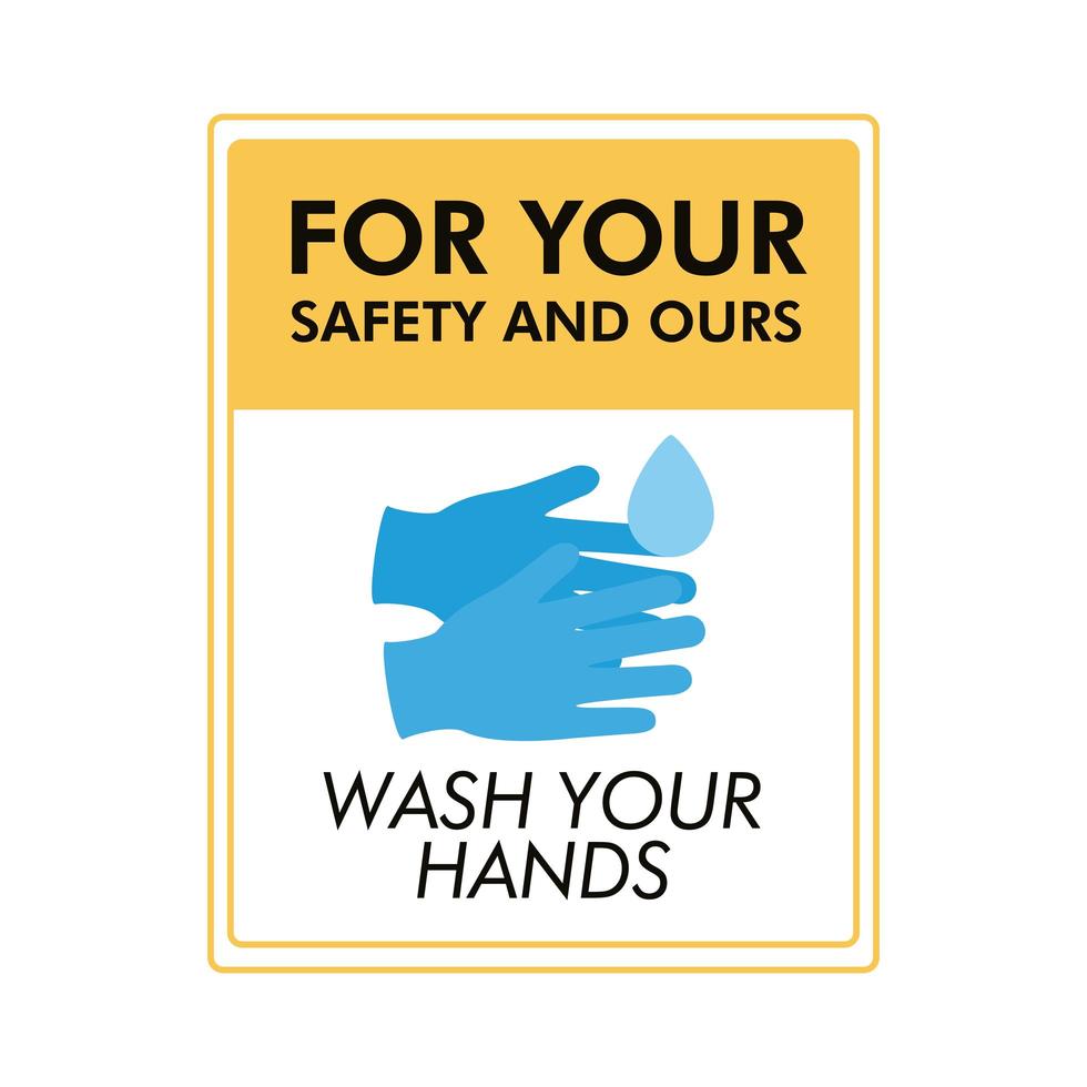 lavez-vous les mains campagne de lettrage en autocollant carré vecteur