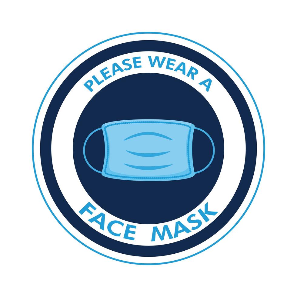 masque requis étiquette circulaire tampon avec masque facial et lettrage autour vecteur