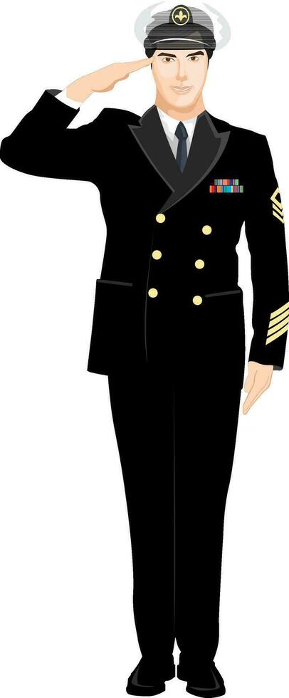 dessin animé personnage de une marine officier. vecteur