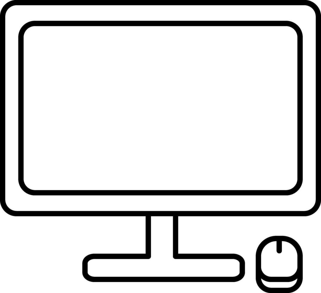 ligne art illustration de ordinateur avec souris. vecteur