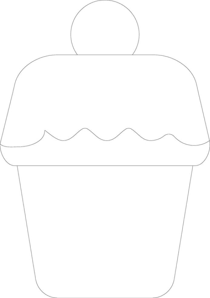 tasse gâteau dans noir ligne art illustration. vecteur