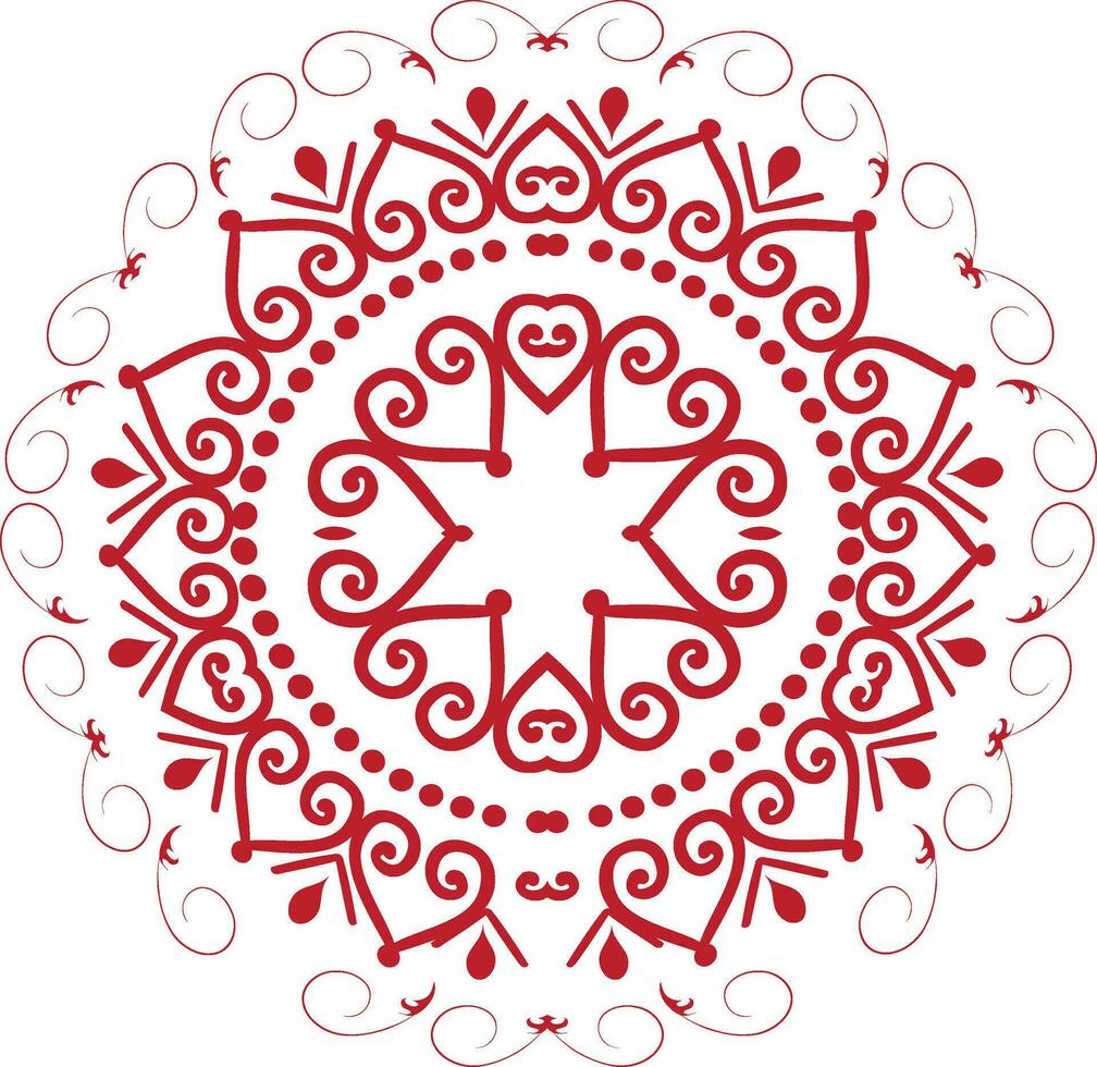 illustration de rouge floral mandala. vecteur