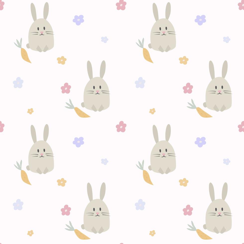 motif de pépinière sans couture avec lapin mignon et carotte vecteur