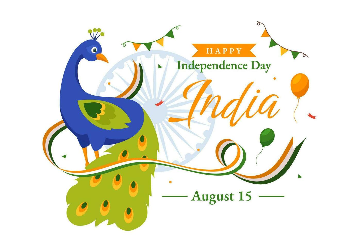content indépendance journée Inde vecteur illustration sur 15 août avec Indien drapeau dans plat dessin animé main tiré fête Contexte modèles