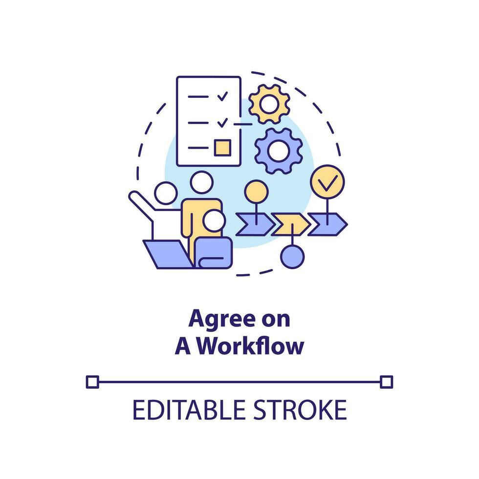 se mettre d'accord sur flux de travail concept icône. la source code la gestion meilleur entraine toi abstrait idée mince ligne illustration. isolé contour dessin. modifiable accident vasculaire cérébral vecteur