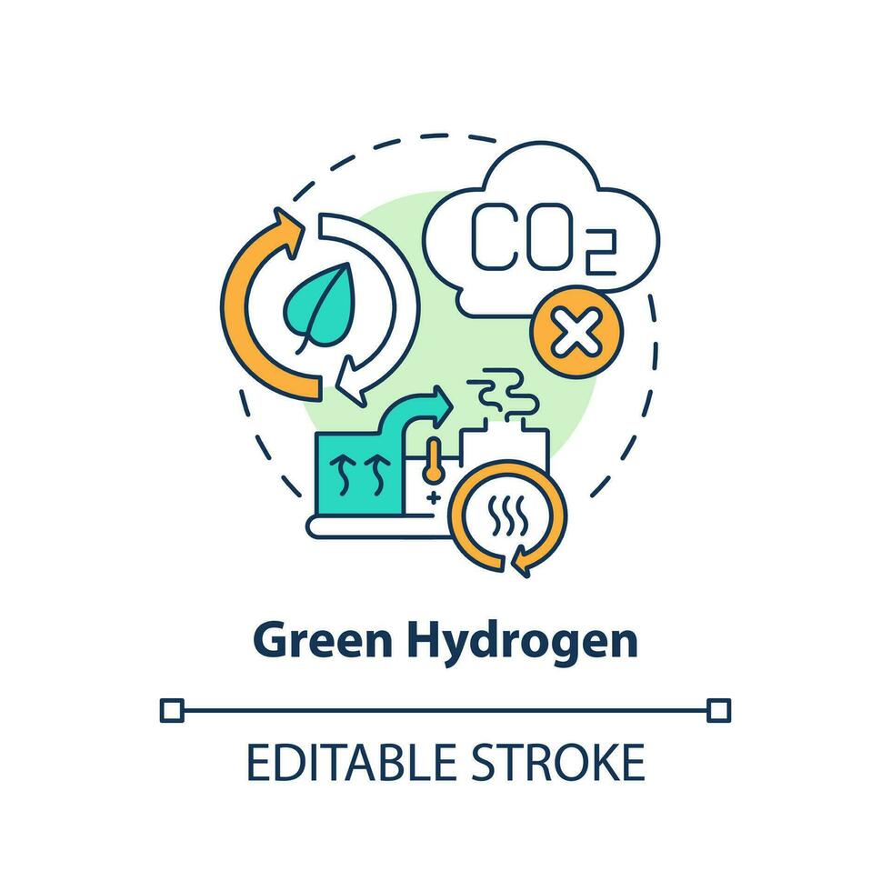 vert hydrogène concept icône. alternative carburant production. faible carbone énergie la source abstrait idée mince ligne illustration. isolé contour dessin. modifiable accident vasculaire cérébral vecteur