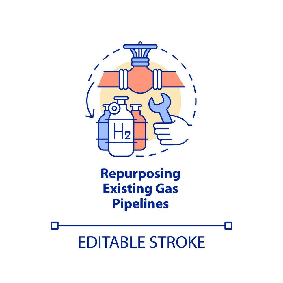 réutiliser existant gaz pipelines concept icône. changement affectation de énergie équipement abstrait idée mince ligne illustration. isolé contour dessin. modifiable accident vasculaire cérébral vecteur