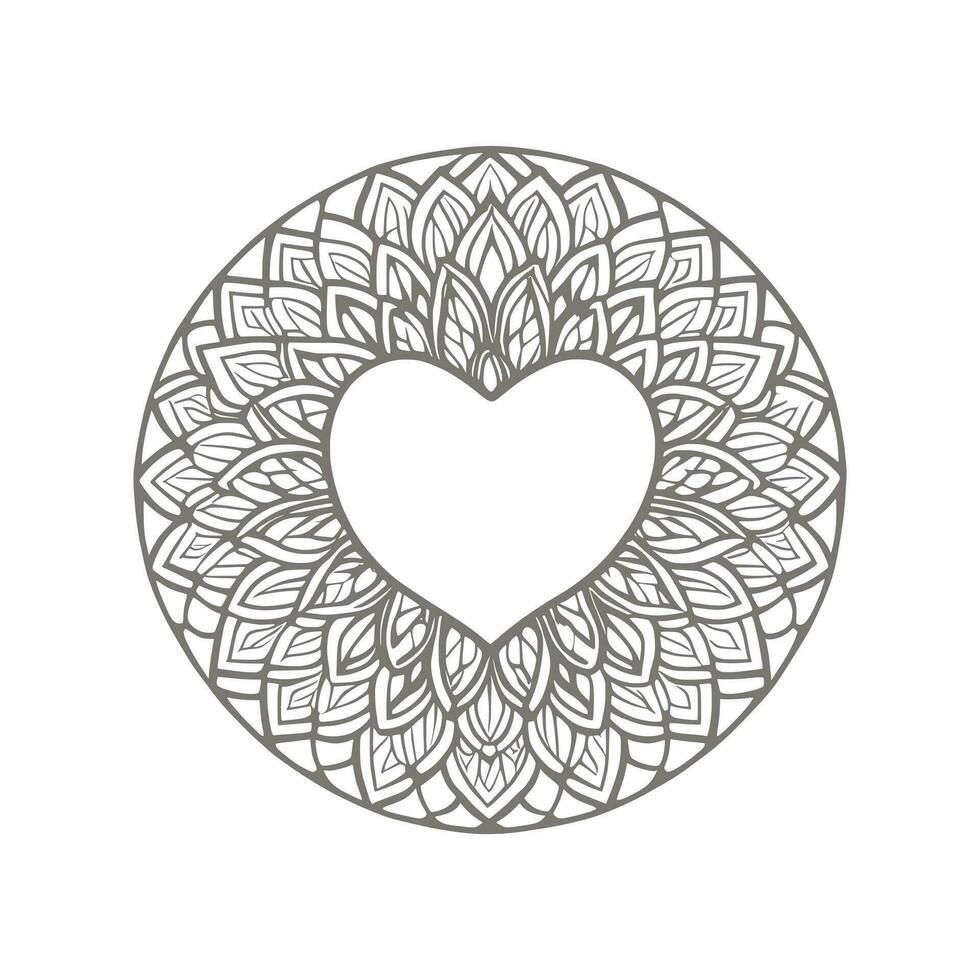 fleur avec Cadre dans forme de cœur. décoration dans ethnique Oriental vecteur