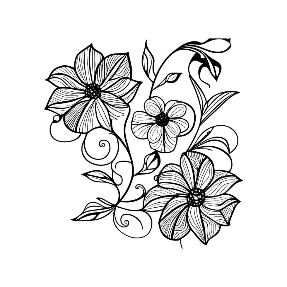 isolé Marguerite ligne art floral clipart vecteur