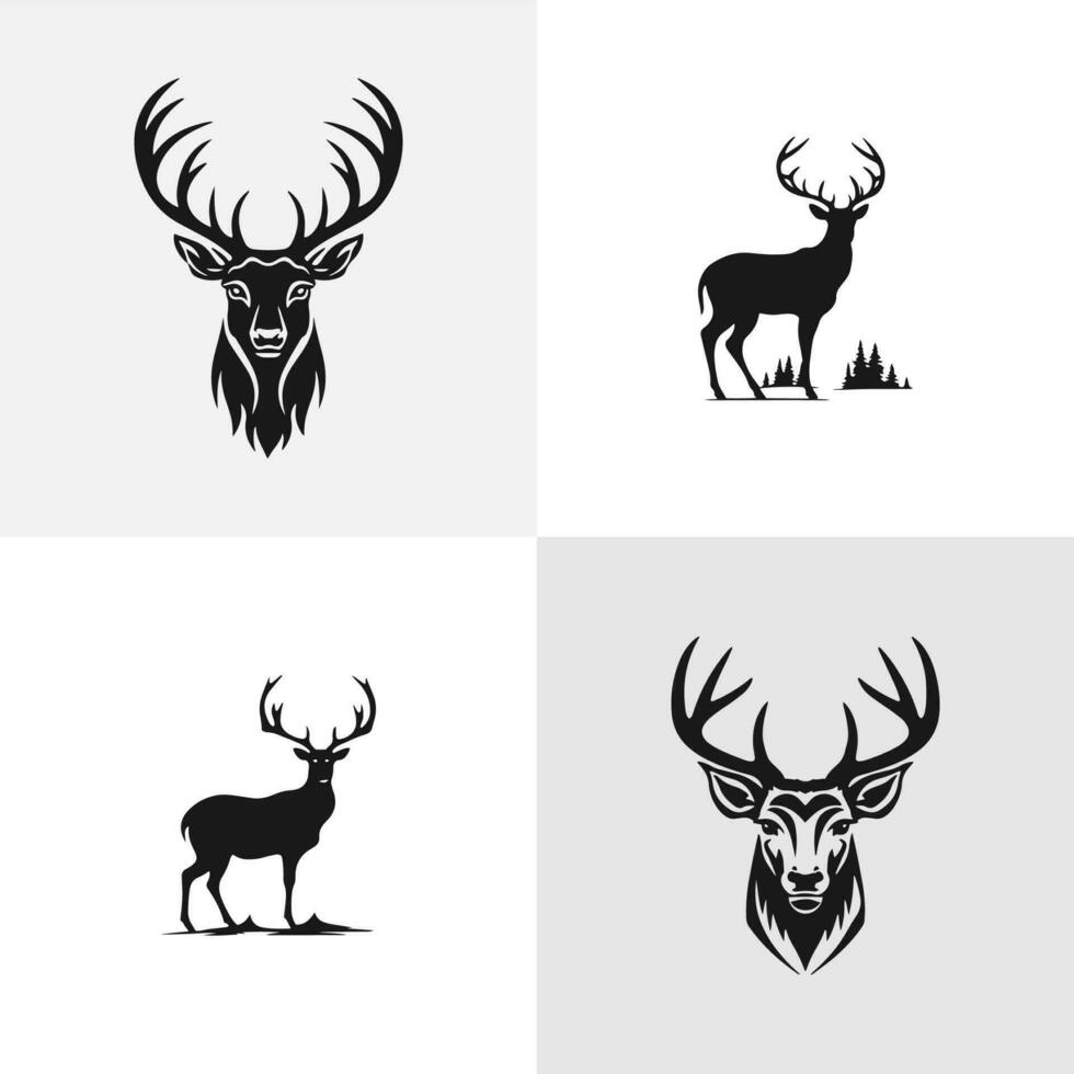 collection de cerf logo silhouette icône vecteur