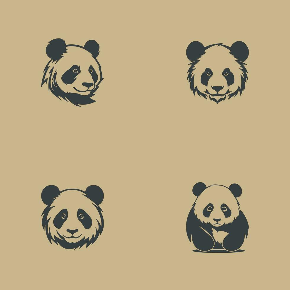 ensemble de Panda logo. icône conception. modèle éléments vecteur
