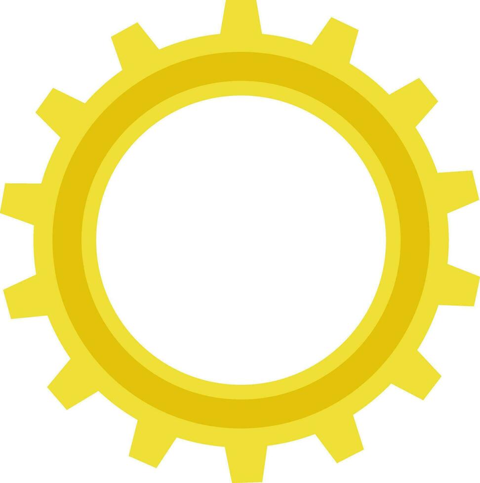 Jaune roue dentée ou équipement infographie élément. vecteur